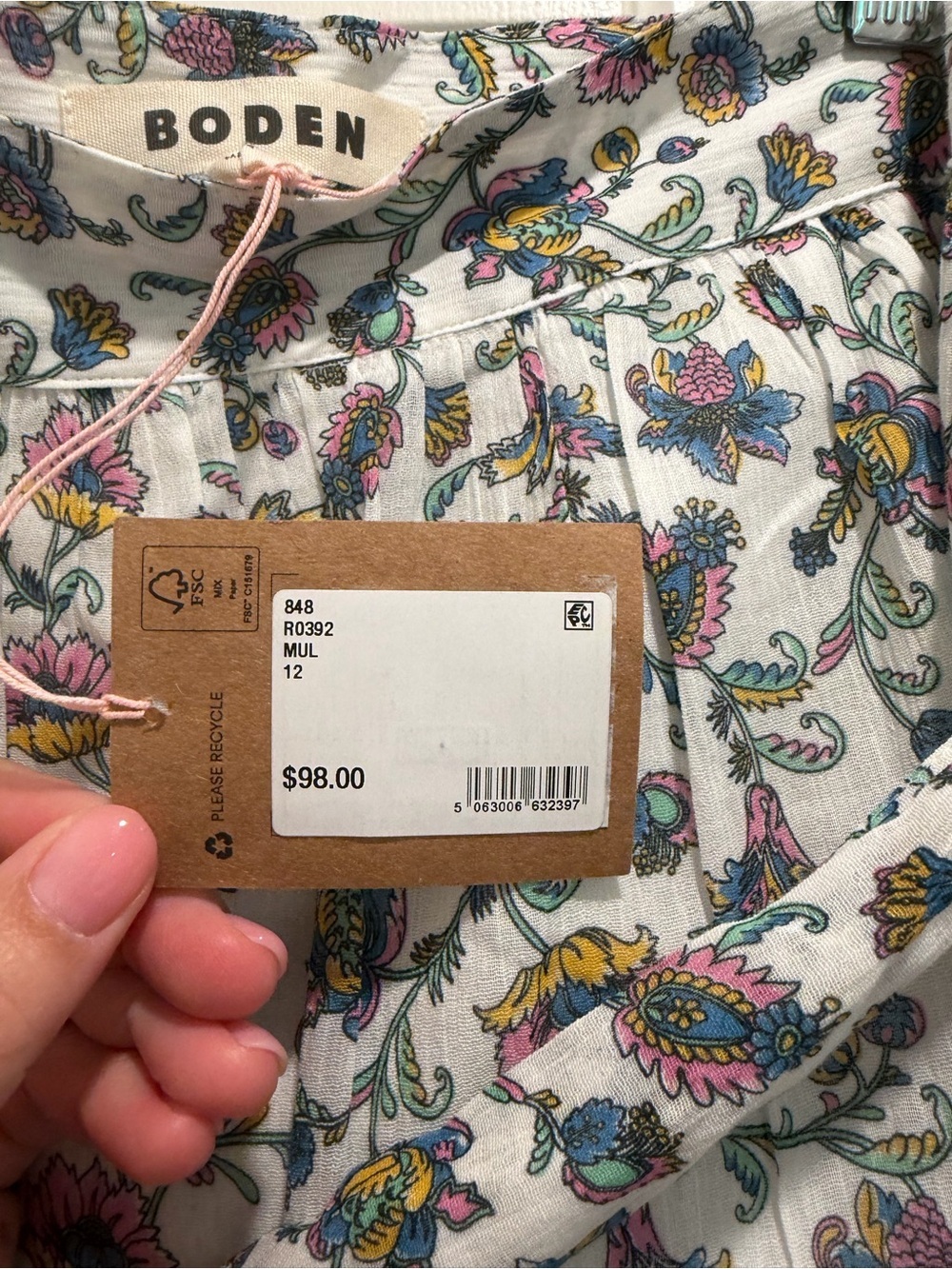 BODEN Womens Tie Waist Crinkle Mini Skirt NWT US 12 - Picture 6 of 6